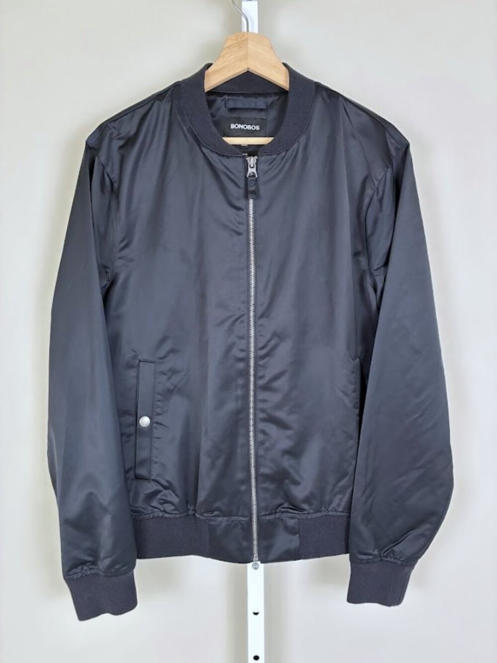 Bonobos Men's Slim Fit Bomber Jacket M Black Lightweight Full Zip Windbreaker